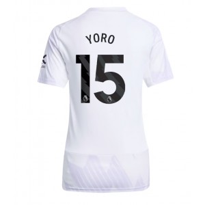 Manchester United Leny Yoro #15 Jalkapallovaatteet Naisten Vieraspaita 2025-26 Lyhythihainen